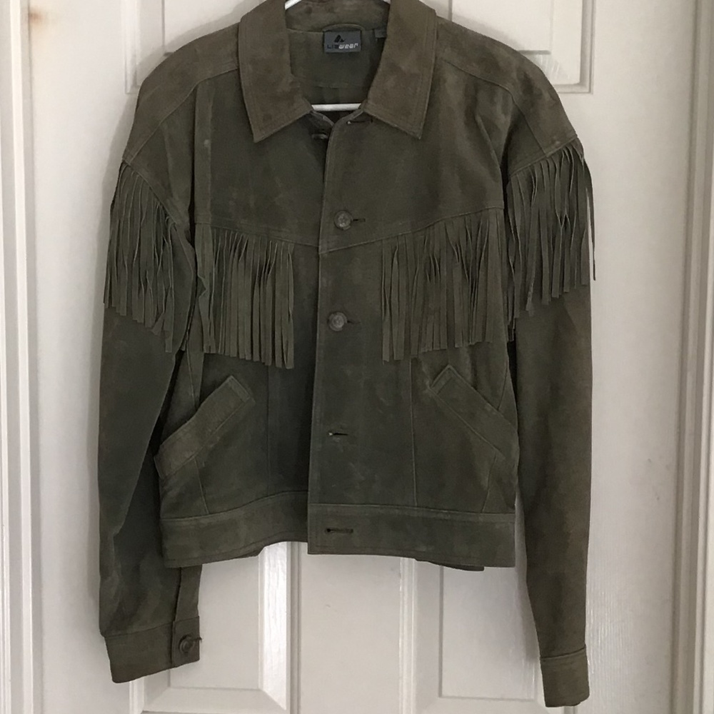 Classic Liz Claiborne Leather Cuir Fringe Jacket